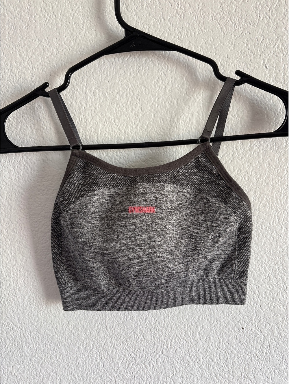 Gymshark Women's Seamless Grey Sports Bra with Pink Logo, Size XS